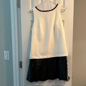 Ann Taylor cream and black vegan leather